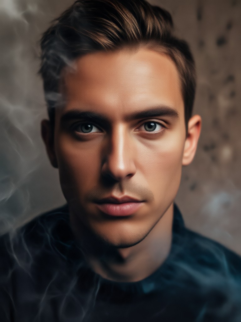 smoky portrait with golden hour light