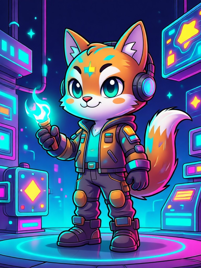 Mascote raposa 3D fofo para uma startup de tecnologia