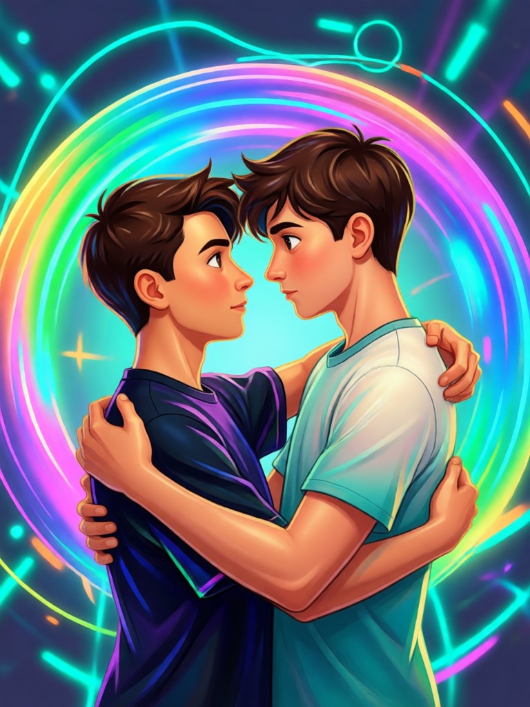 Soft focus embrace with glowing light