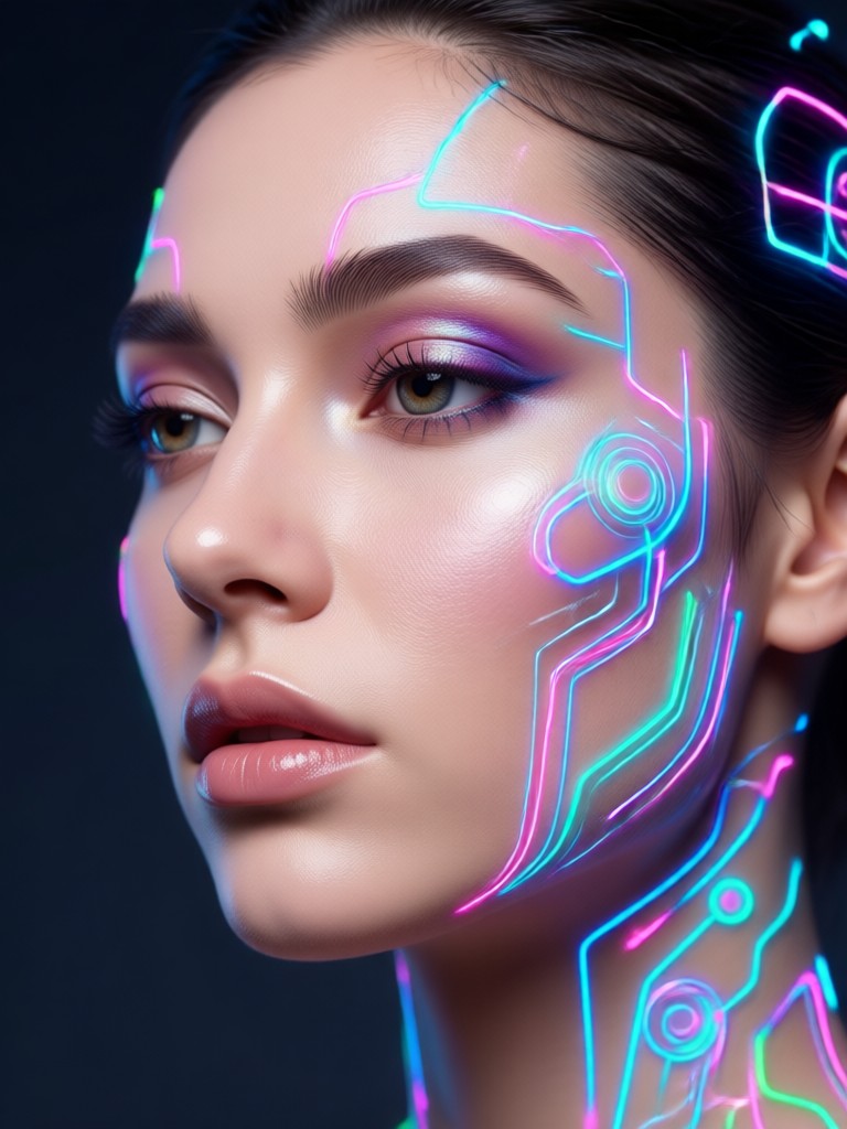 Abstract art style interpretation of beauty by AI