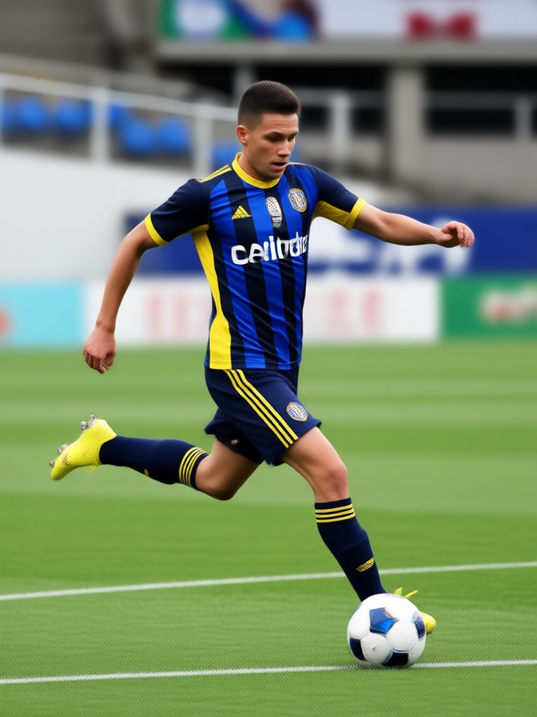 AI generated footballer with detailed facial features and kit