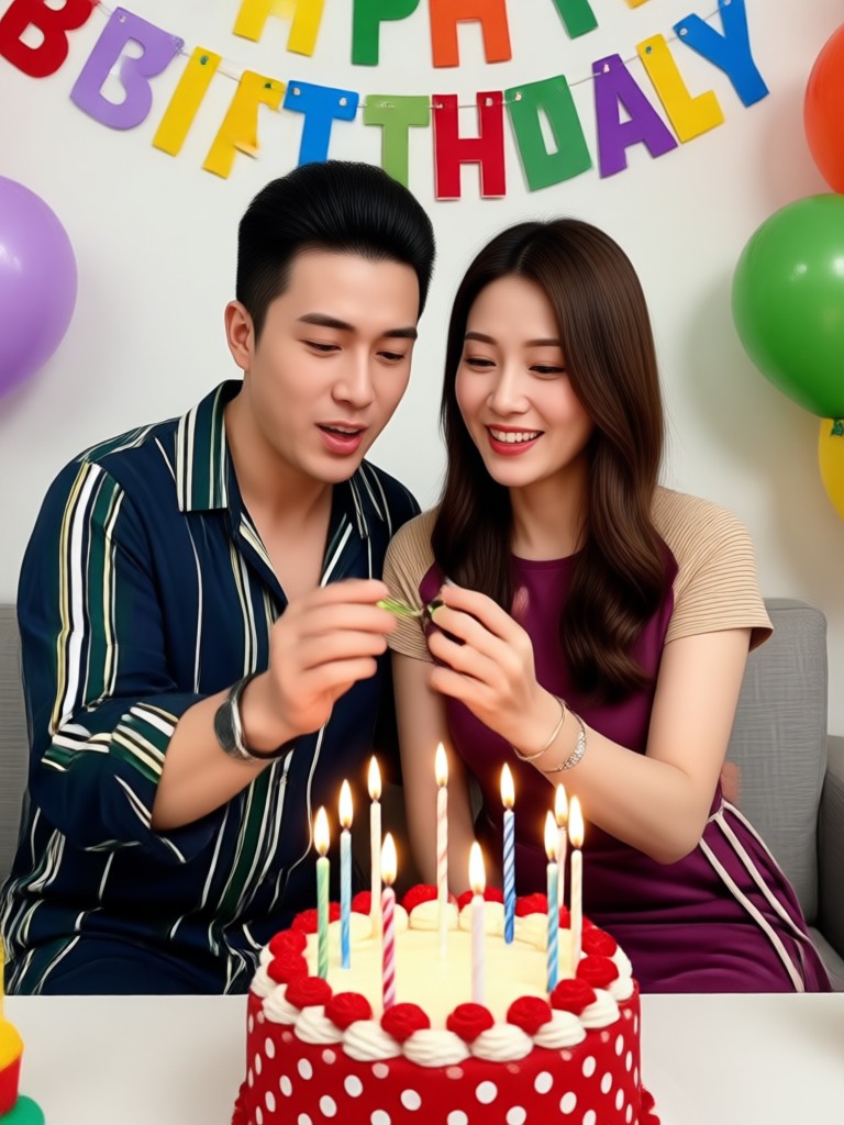 로맨틱한 캔들라이트 디너 생일 영상 장면