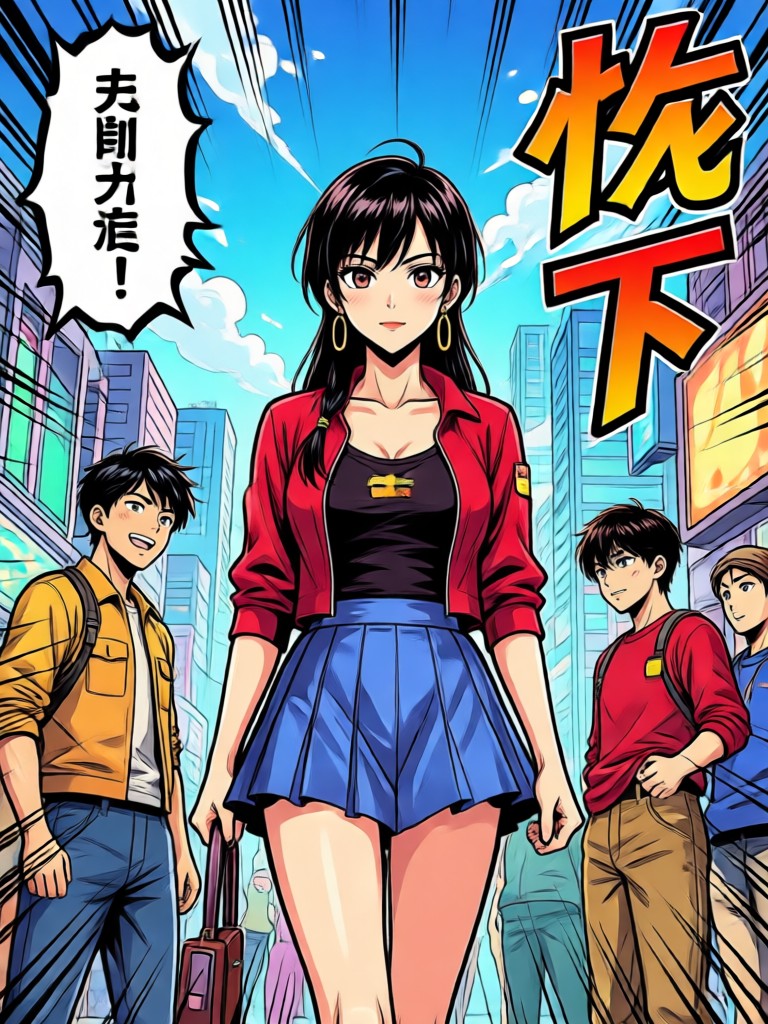 Group photo converted into a vibrant chibi manga style