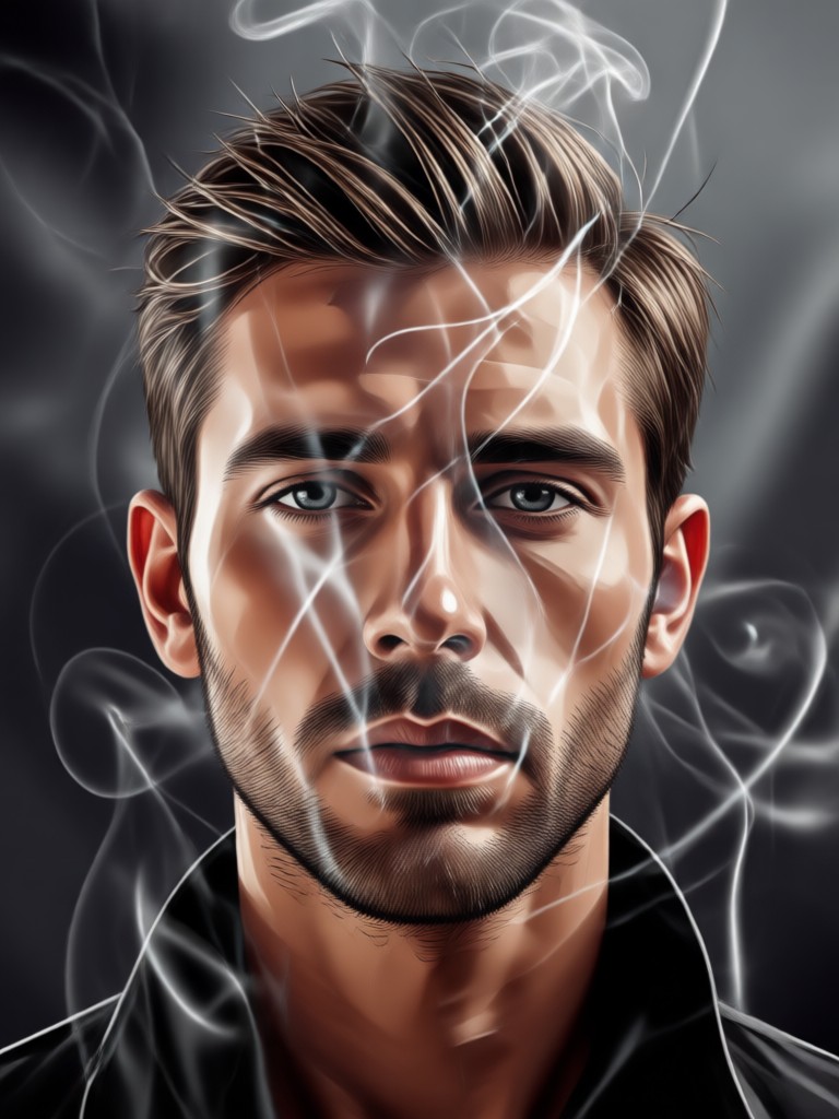 ethereal smoke wisps around portrait subject