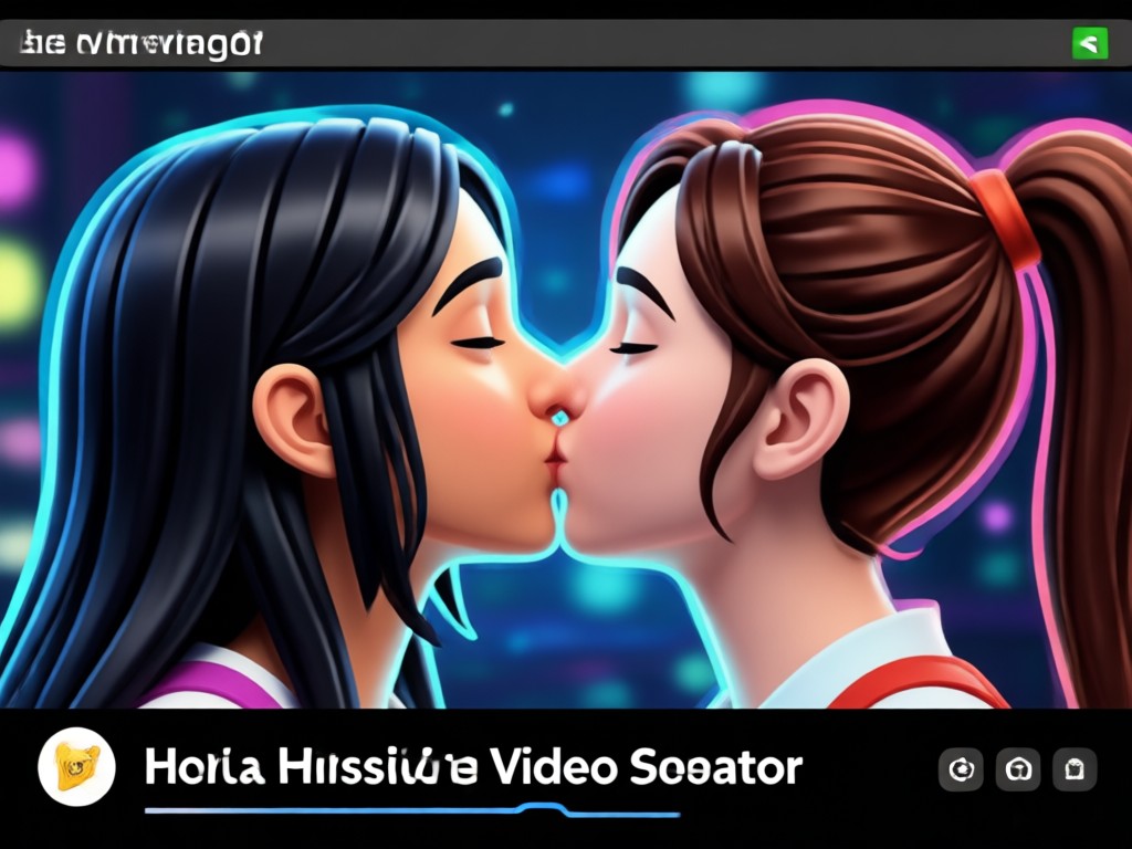 Realistic AI couple kissing animation