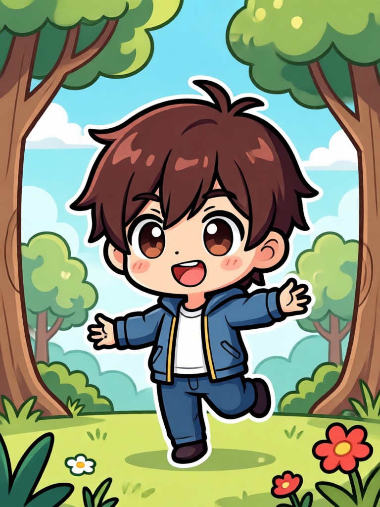 Handybildschirm zeigt Chibi-Videoeffekt in der pixpop App