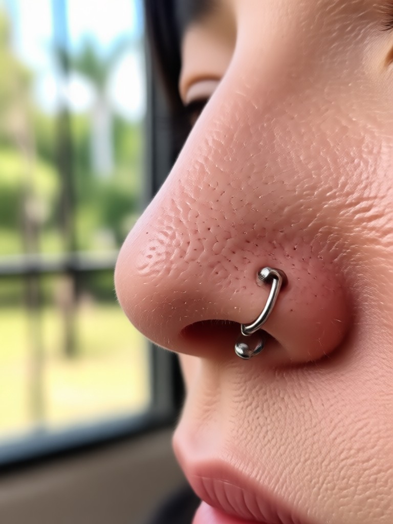 AI nose piercing filter result with delicate stud