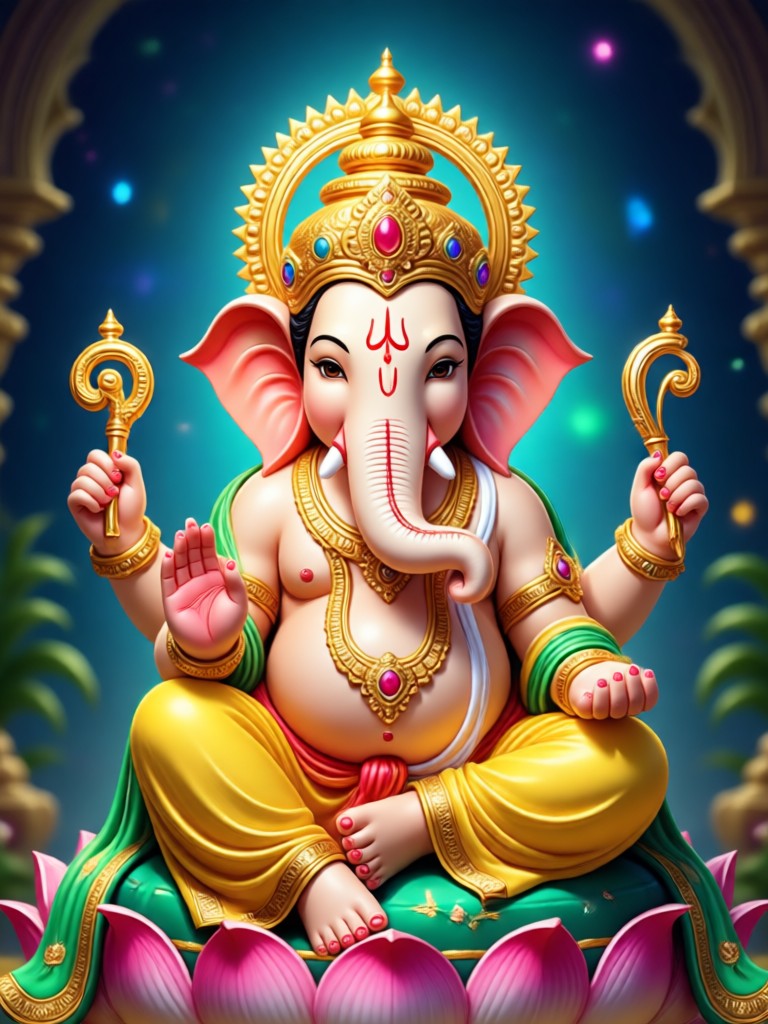 Modern digital art Lord Ganesha generated by AI