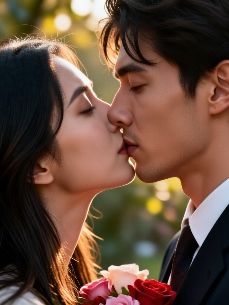 Fantasy themed magical AI kiss
