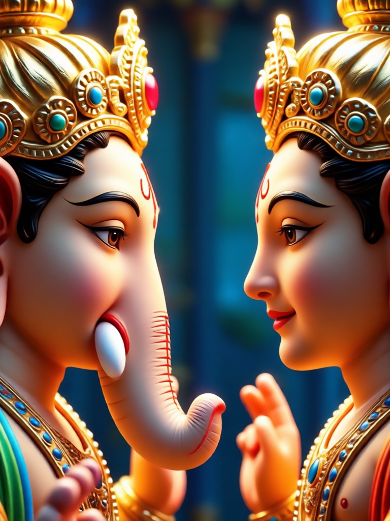 गणपति के साथ आधुनिक भक्ति एआई पोर्ट्रेट
