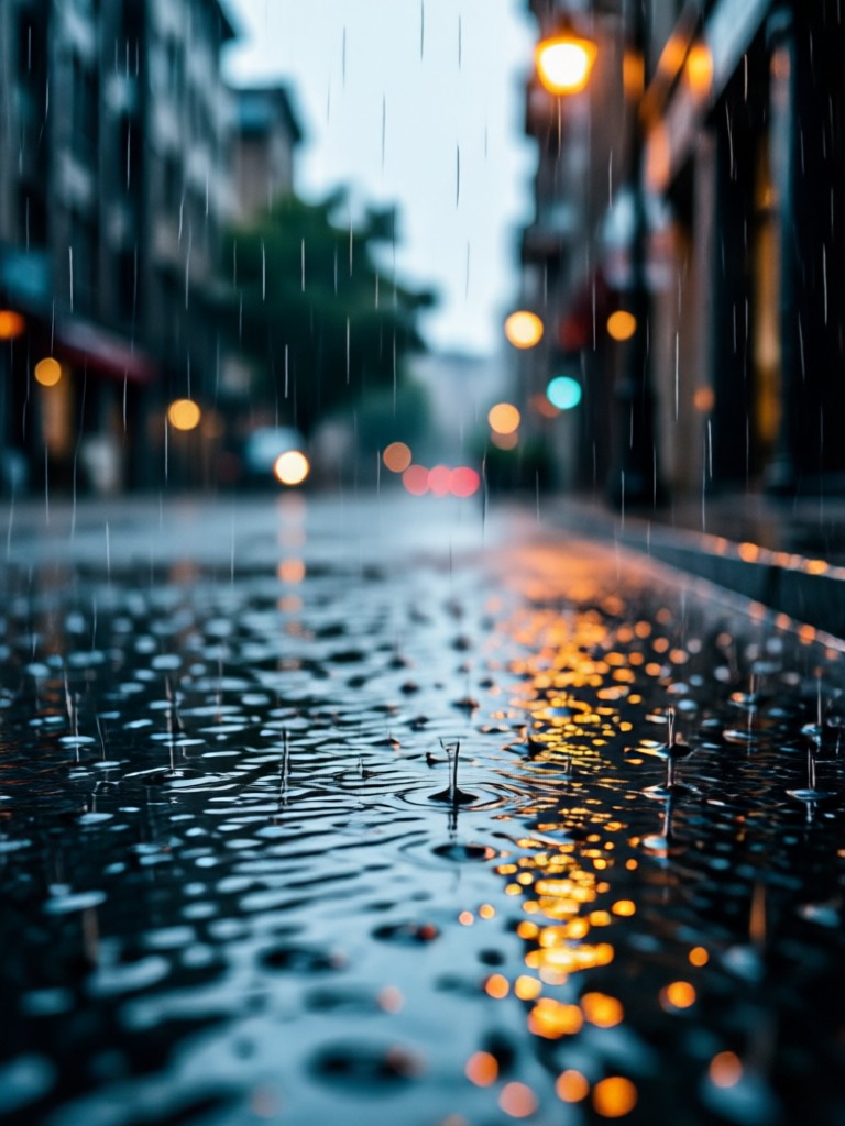 雨が流れる窓のカフェ風景