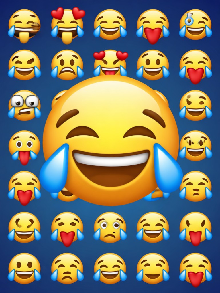 Wajah emoji gaya meme yang lucu