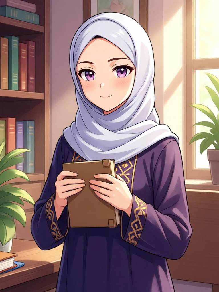 Mobile app interface showing AI anime Muslim character generation