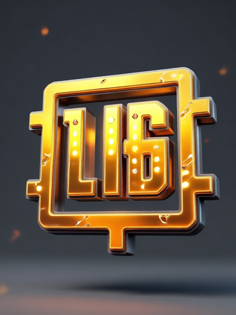 Glowing blue futuristic 3D emblem