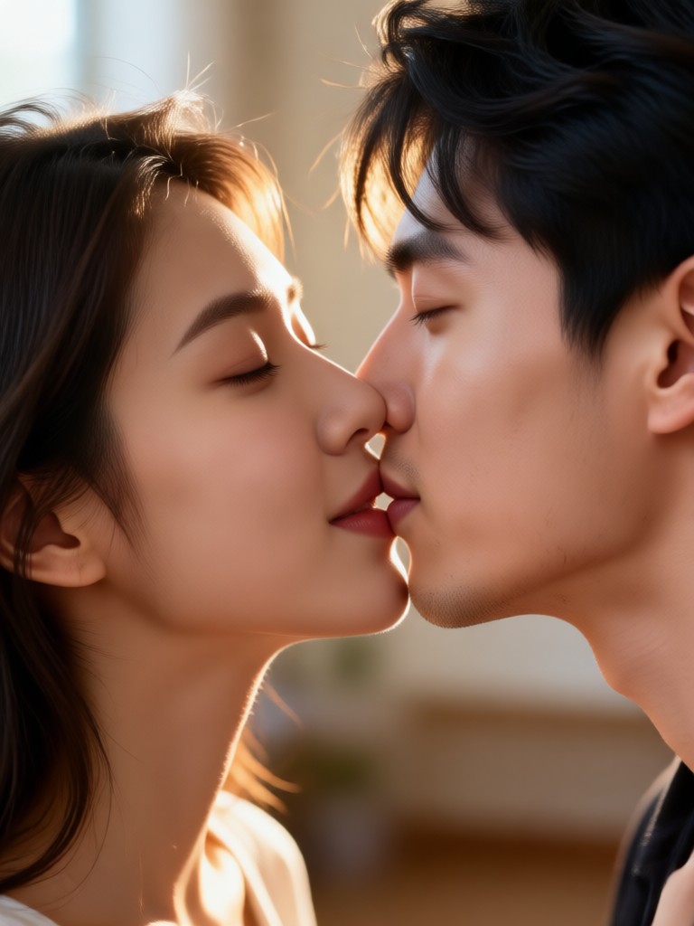 벚꽃 아래 키스하는 커플