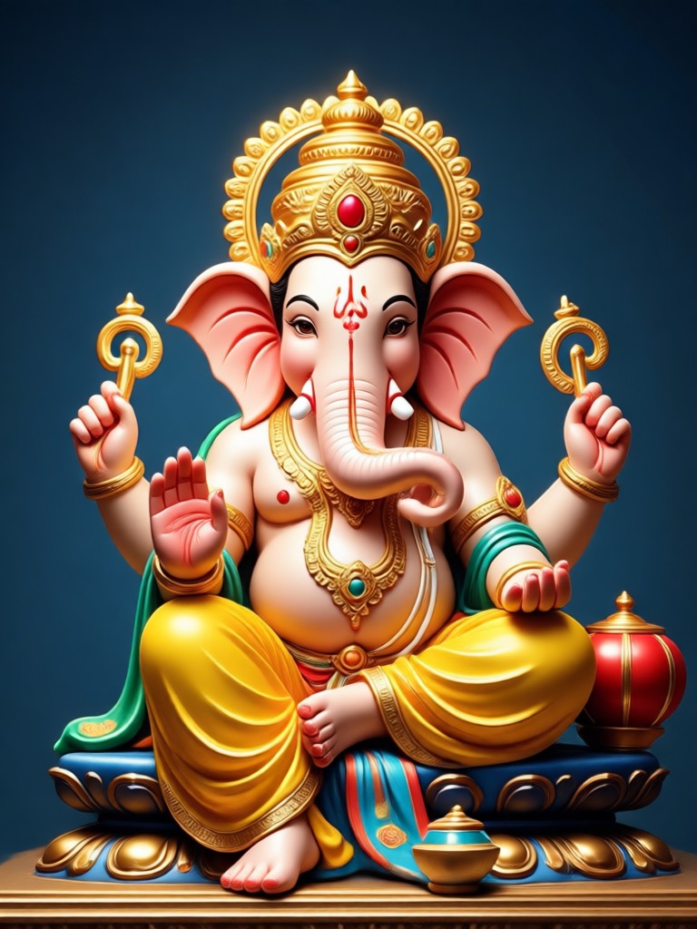 AI generated Ganesh with lotus background
