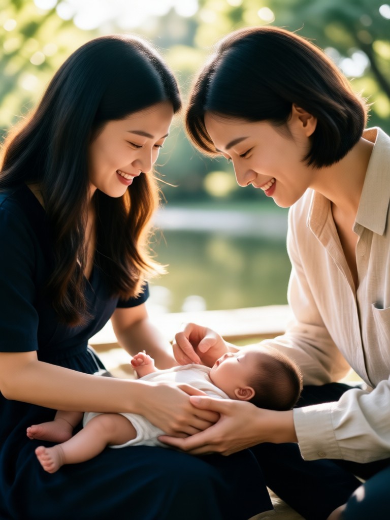 AI couple with baby filter preview showing a family portrait