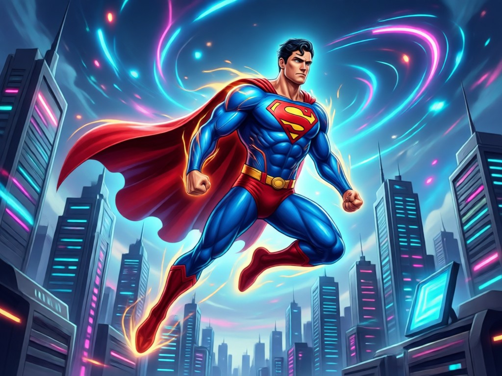 KI fügt realistischen Superman-Anzug und Muskeln zu einem Foto hinzu