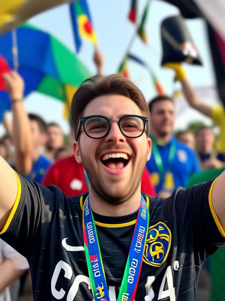 Mexico fan with iconic green jersey and sombrero