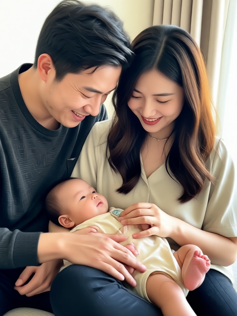 Couple with twin babies AI prediction