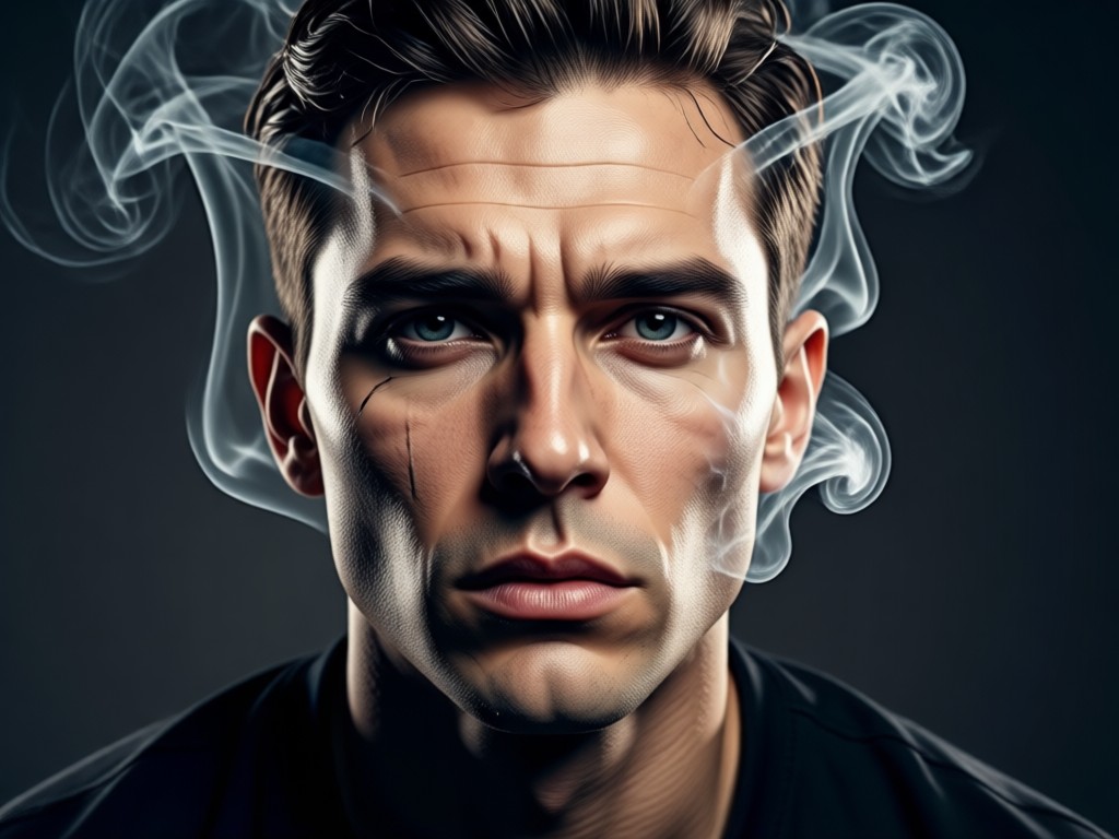 Before and after comparison of smoke portrait