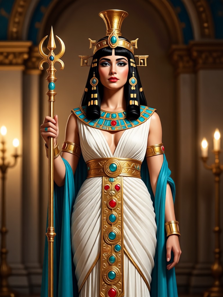 AI-generated Cleopatra portrait with a serene expression.