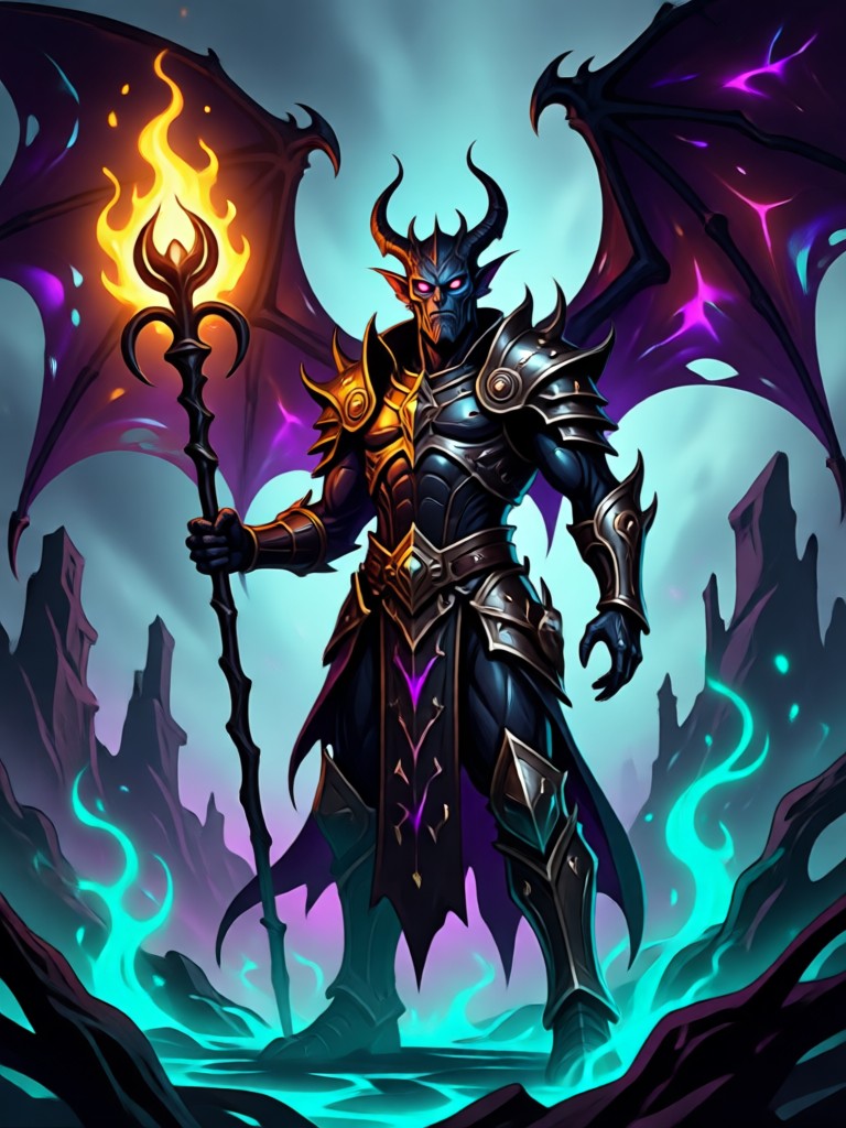 Gothic knight with glowing sword