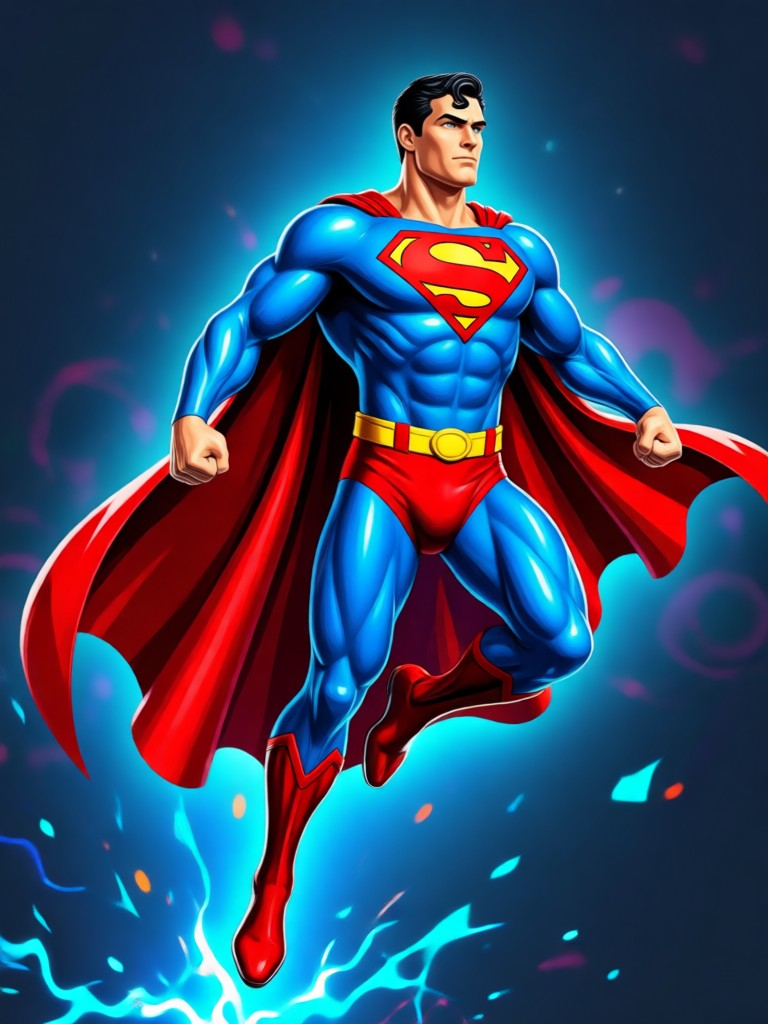 KI-Superman-Porträt fliegt über Metropolis