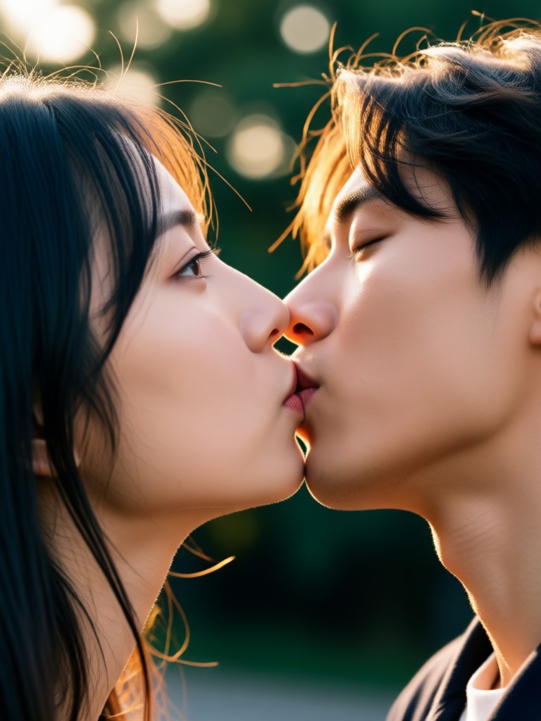 Romantic slow motion kiss video