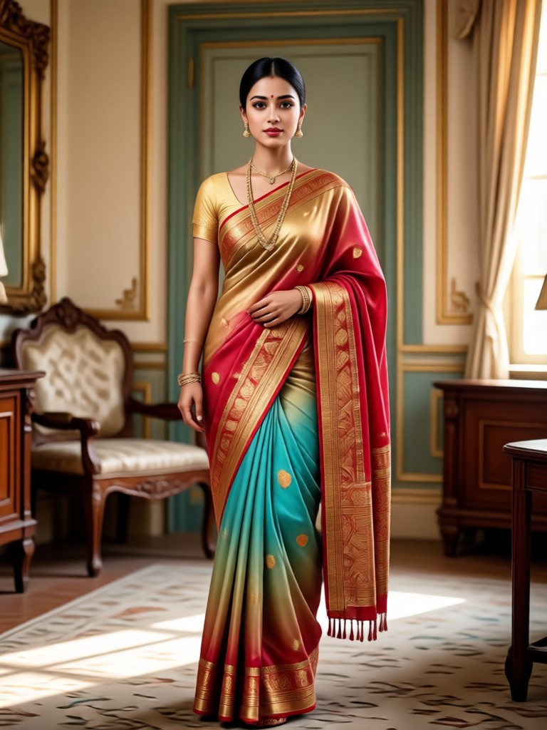 Mobile app showing AI saree generator interface