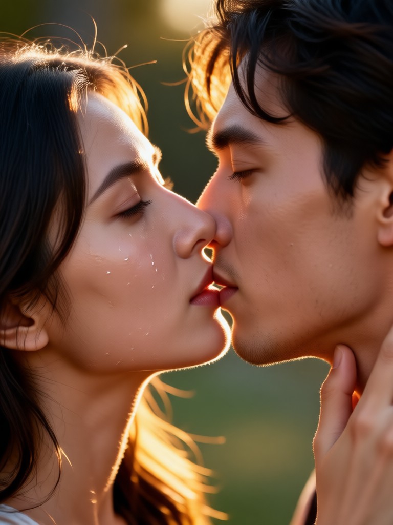 Elegant ballroom dance and kiss AI video