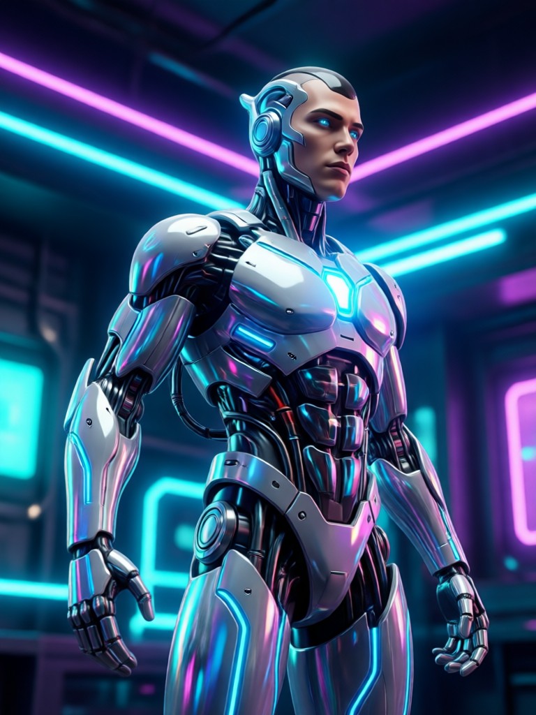 Cyberpunk action hero AI generation
