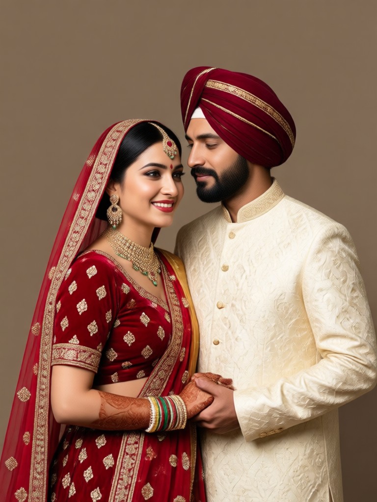 Traditional Punjabi pose with kalira jewelry AI image