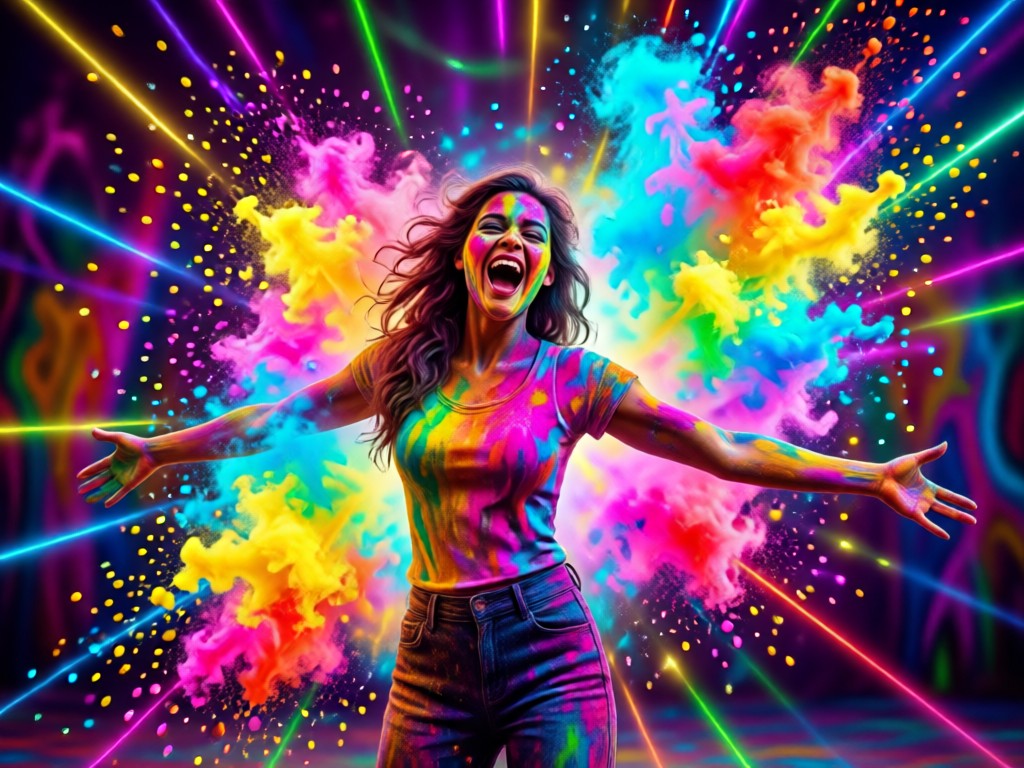 Realistic AI Holi color powder effect example