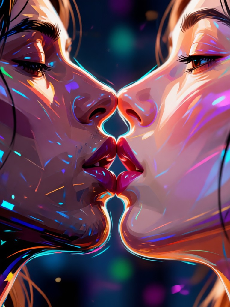 AI generated slow kiss with floral elements