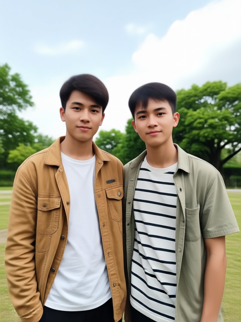 ダイナーの外の大人2人兄弟のシネマティック冬写真
