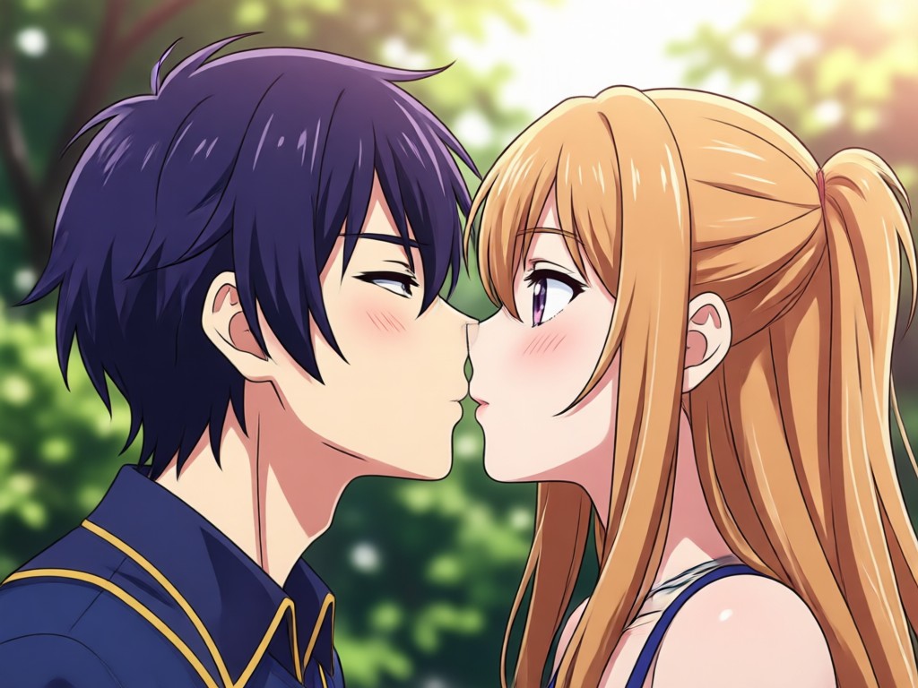 AI animating facial expressions for a kiss