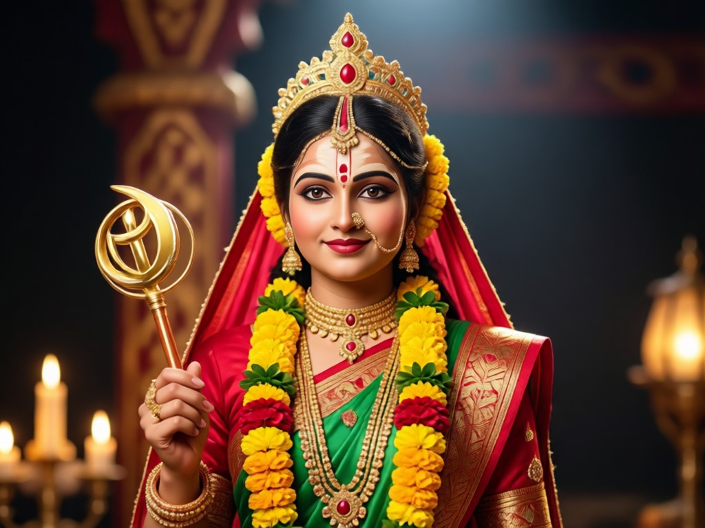 Traditionelles vs. AI-Varalakshmi-Porträt