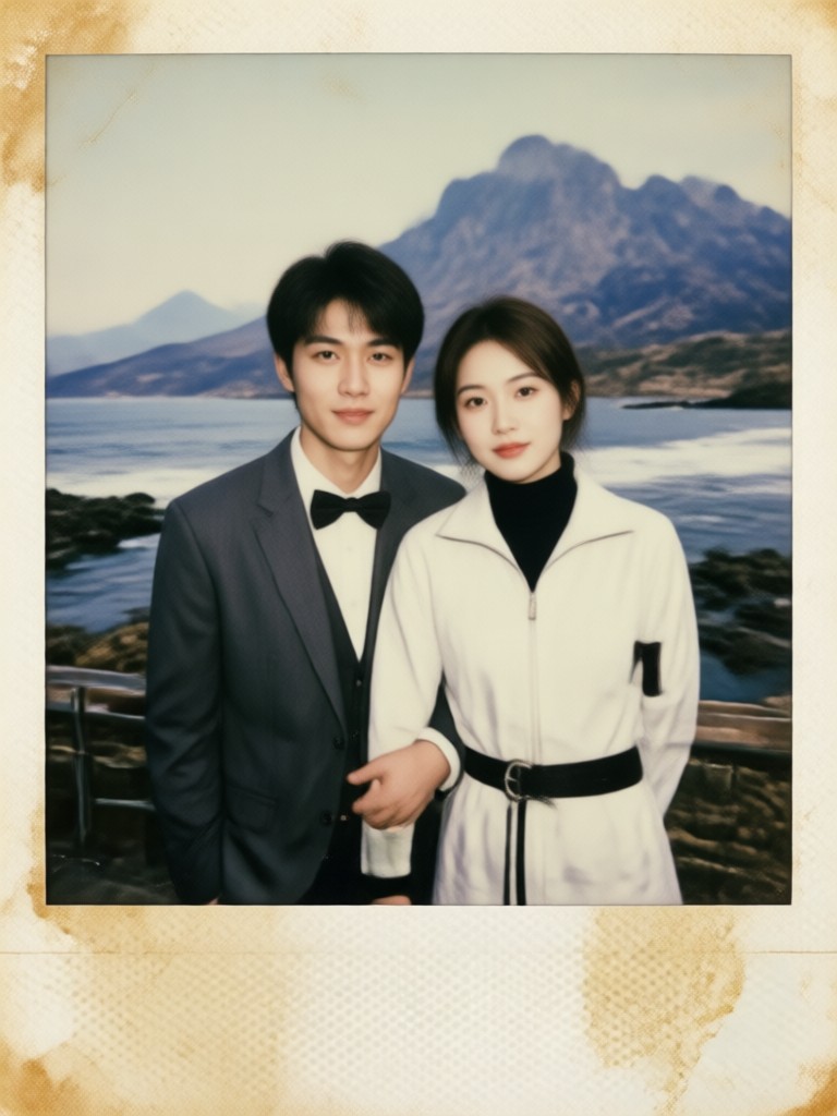 Urban setting retro couple photo AI