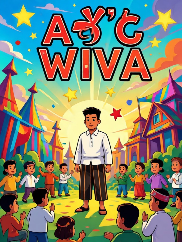 Poster with bayanihan scene AI art