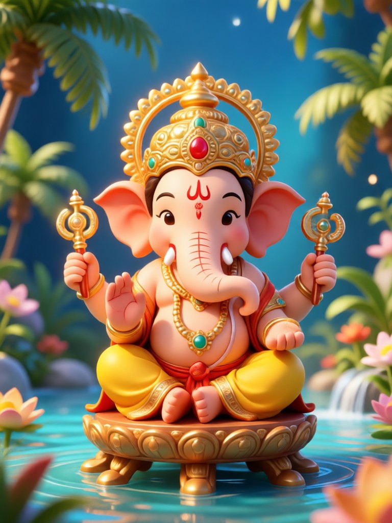 Cartoon Ganesha Waving