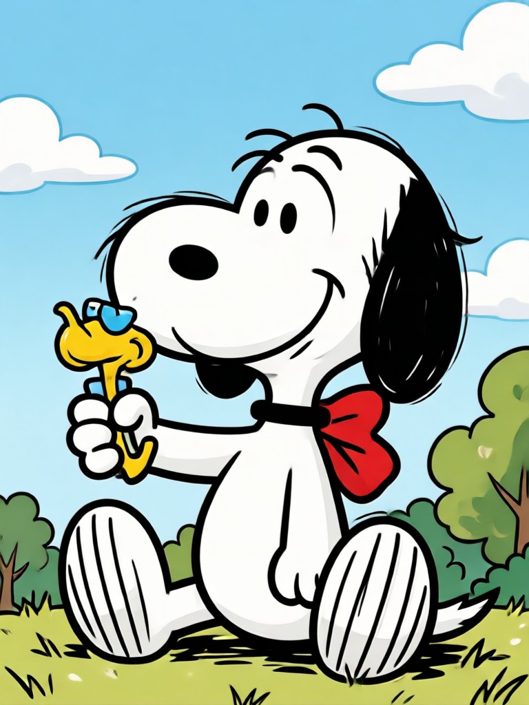 Resultado do filtro AI Snoopy em uma pessoa sorrindo