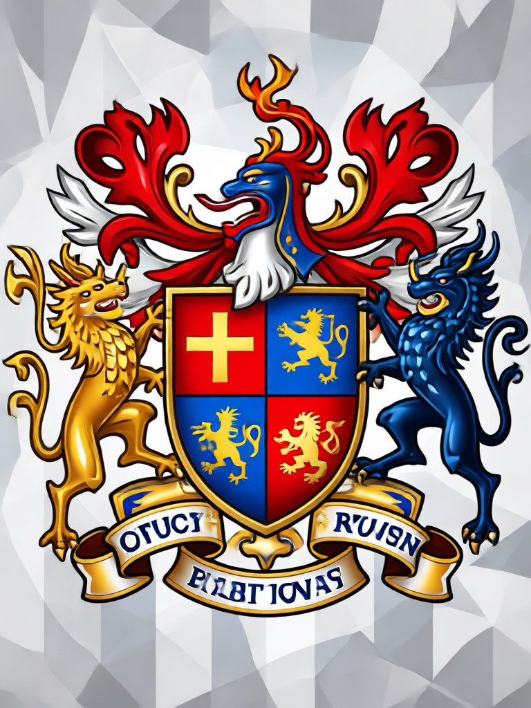 Heraldic design with eagle and crown