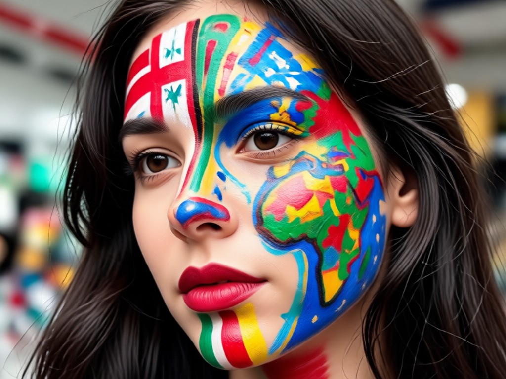 AI face paint with Argentina flag design