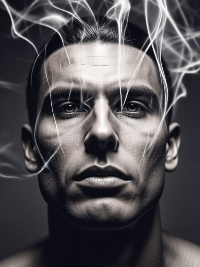 Portrait with colorful neon smoke effects