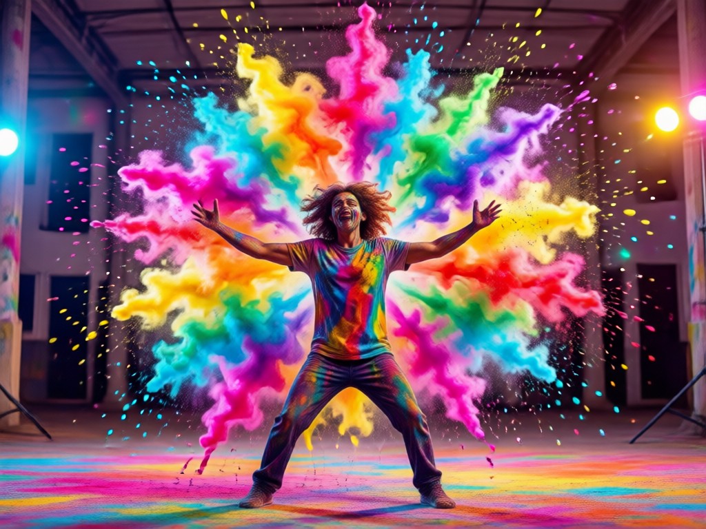 AI Holi generator creating festive family photo
