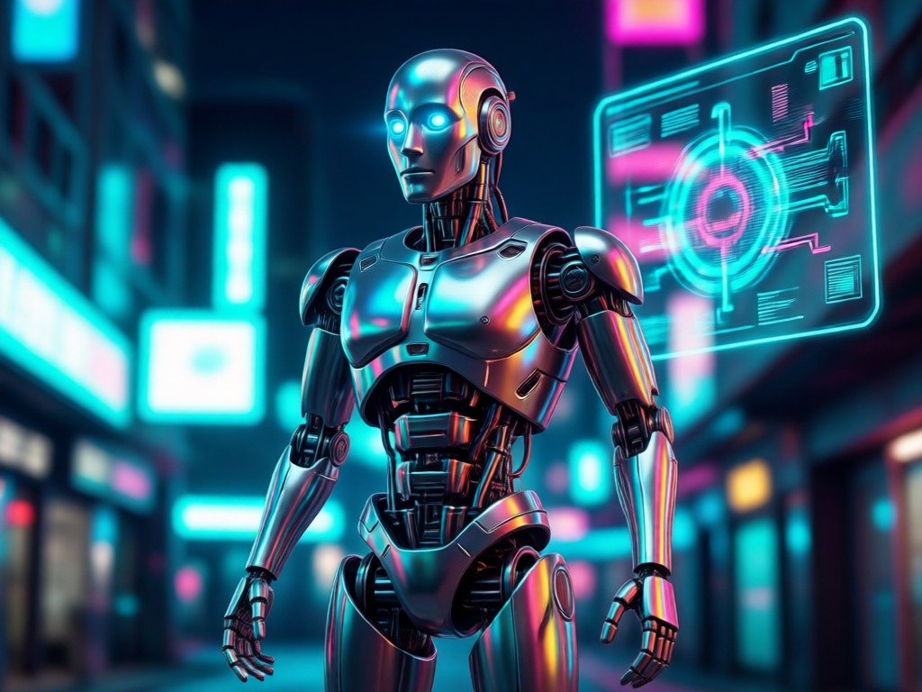 AI transforming a human portrait into a detailed robot