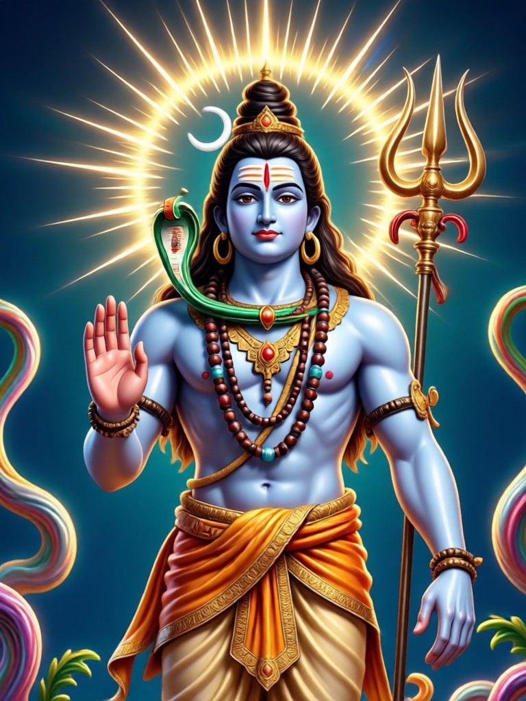 Shiva com terceiro olho e trishula gerado por IA