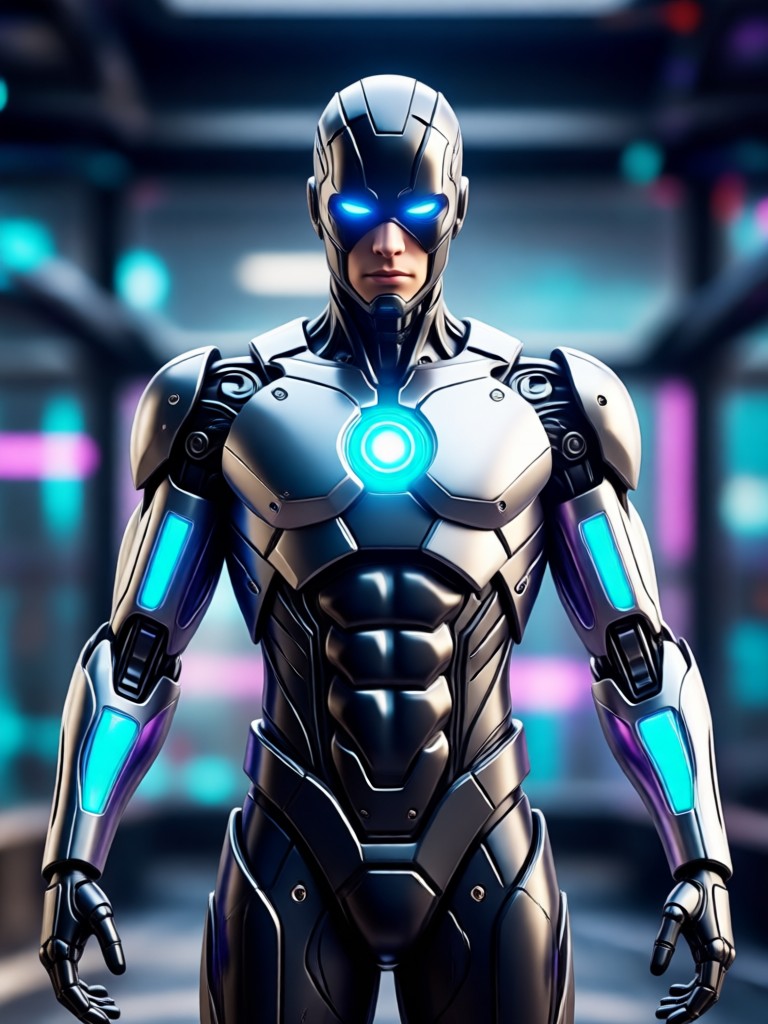 Cinematic movie poster AI action hero