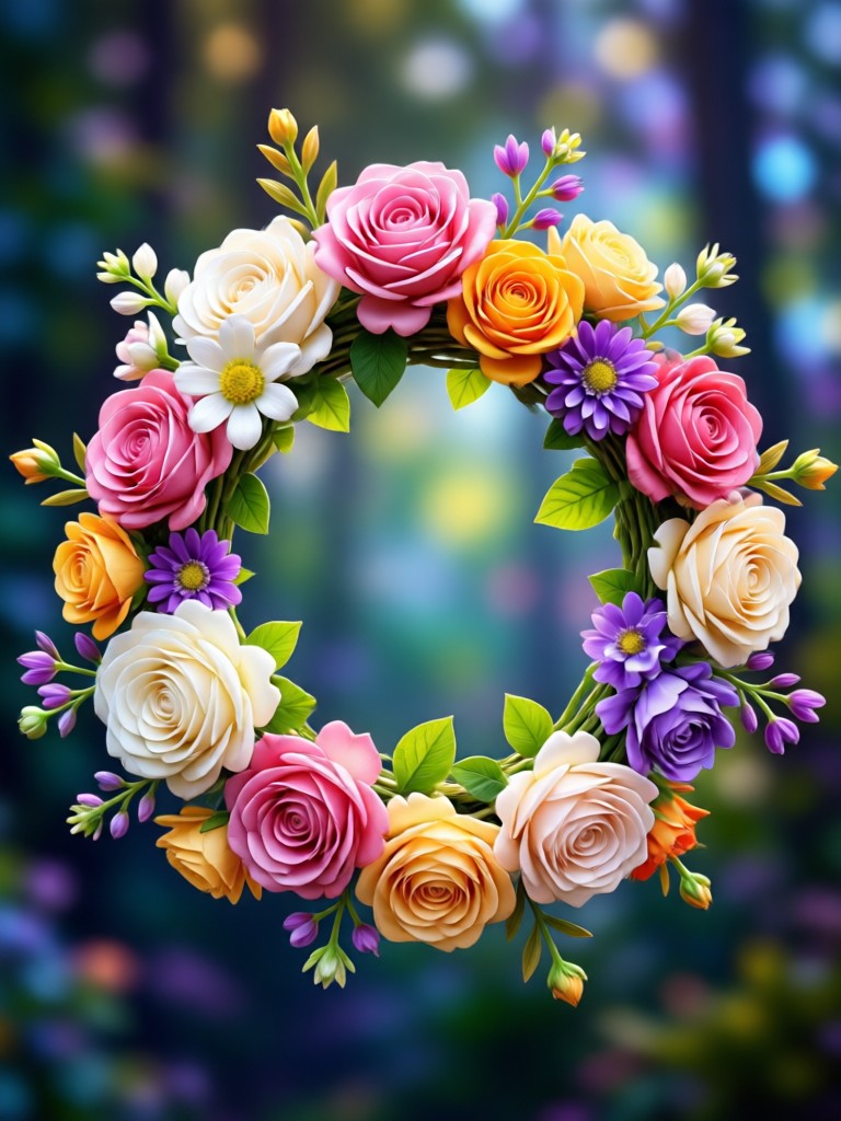 AI tropical flower crown with hibiscus and orchids